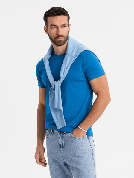 Ombre Clothing Pánske klasické bavlnené tričko BASIC - piesková