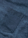 Ombre Clothing Pánske bavlnené tričko so výstrihom do V a praným efektom - tmavo modré