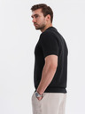 Ombre Clothing Pánske bavlnené polo tričko zo štruktúrovaného úpletu - čierne