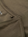 Ombre Clothing Pánske klasické bavlnené tričko BASIC so výstrihom do V - tmavo olivovo zelené
