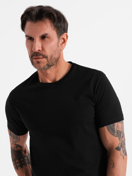 Ombre Clothing Pánske klasické bavlnené tričko BASIC - čierne