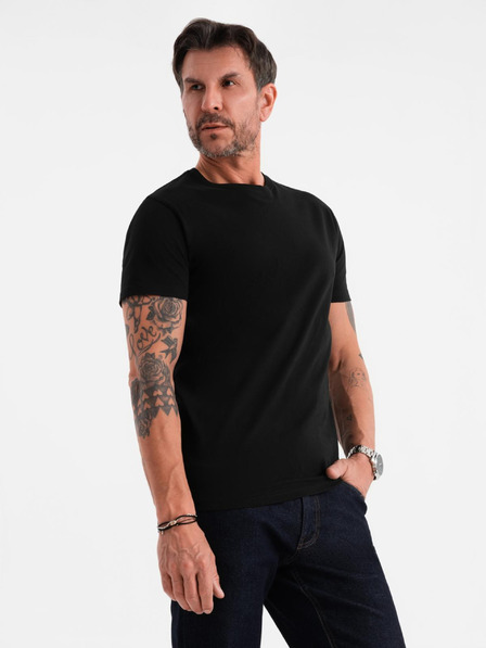 Ombre Clothing Pánske klasické bavlnené tričko BASIC - čierne