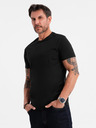 Ombre Clothing Pánske klasické bavlnené tričko BASIC - čierne