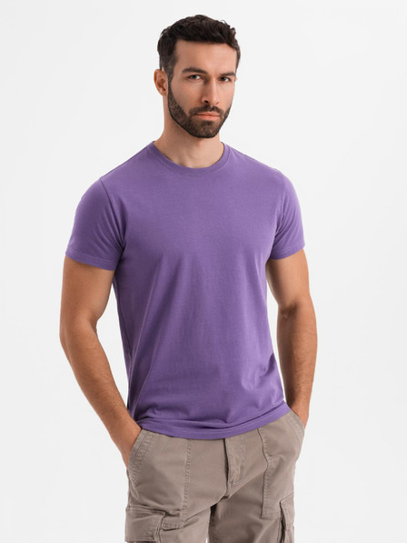 Ombre Clothing Pánske klasické bavlnené tričko BASIC - fialové