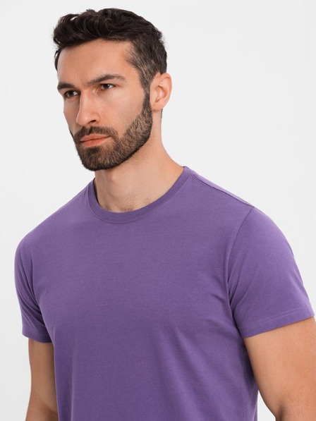 Ombre Clothing Pánske klasické bavlnené tričko BASIC - fialové