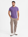 Ombre Clothing Pánske klasické bavlnené tričko BASIC - fialové