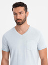 Ombre Clothing Pánske bavlnené tričko so výstrihom do V a praným efektom - šedé