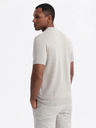 Ombre Clothing Pánske bavlnené polo tričko zo štruktúrovaného úpletu - béžové