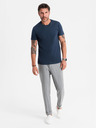 Ombre Clothing Pánske klasické bavlnené tričko BASIC - tmavo modré