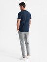 Ombre Clothing Pánske klasické bavlnené tričko BASIC - tmavo modré