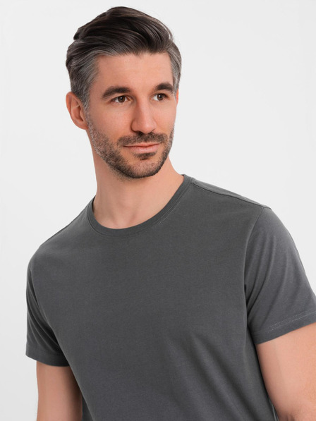 Ombre Clothing Pánske klasické bavlnené tričko BASIC - šedé