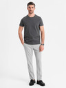 Ombre Clothing Pánske klasické bavlnené tričko BASIC - šedé