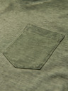 Ombre Clothing Pánske bavlnené tričko so výstrihom do V a praným efektom - olivové
