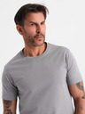 Ombre Clothing Pánske klasické bavlnené tričko BASIC - šedé