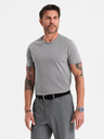 Ombre Clothing Pánske klasické bavlnené tričko BASIC - šedé