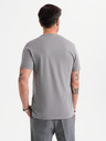 Ombre Clothing Pánske klasické bavlnené tričko BASIC - šedé