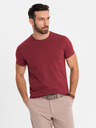 Ombre Clothing Pánske klasické bavlnené tričko BASIC - bordó
