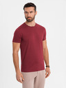Ombre Clothing Pánske klasické bavlnené tričko BASIC - bordó