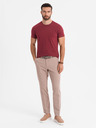 Ombre Clothing Pánske klasické bavlnené tričko BASIC - bordó