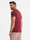 Ombre Clothing Pánske klasické bavlnené tričko BASIC - bordó