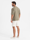 Ombre Clothing Pánske bavlnené tričko LOOSE FIT s okrúhlym výstrihom - khaki