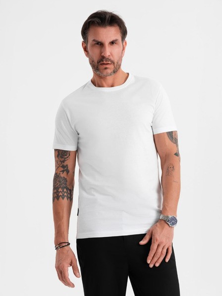 Ombre Clothing Pánske klasické bavlnené tričko BASIC - biele