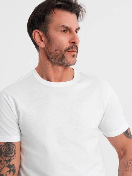 Ombre Clothing Pánske klasické bavlnené tričko BASIC - biele