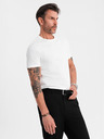 Ombre Clothing Pánske klasické bavlnené tričko BASIC - biele