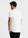 Ombre Clothing Pánske klasické bavlnené tričko BASIC - biele