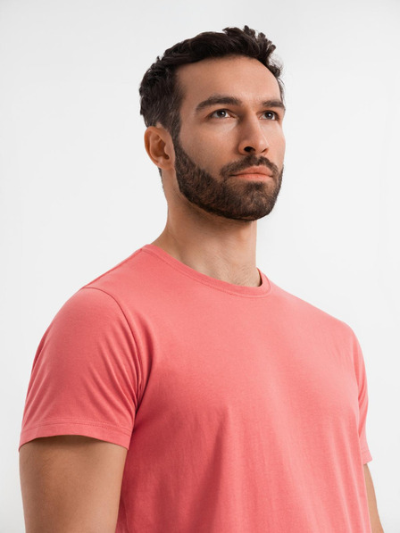Ombre Clothing Pánske klasické bavlnené tričko BASIC - korálové