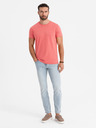 Ombre Clothing Pánske klasické bavlnené tričko BASIC - korálové