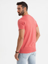 Ombre Clothing Pánske klasické bavlnené tričko BASIC - korálové