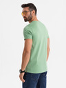 Ombre Clothing Bavlnené klasické pánske tričko BASIC so výstrihom do V - zelené