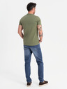Ombre Clothing Pánske klasické bavlnené tričko BASIC - khaki