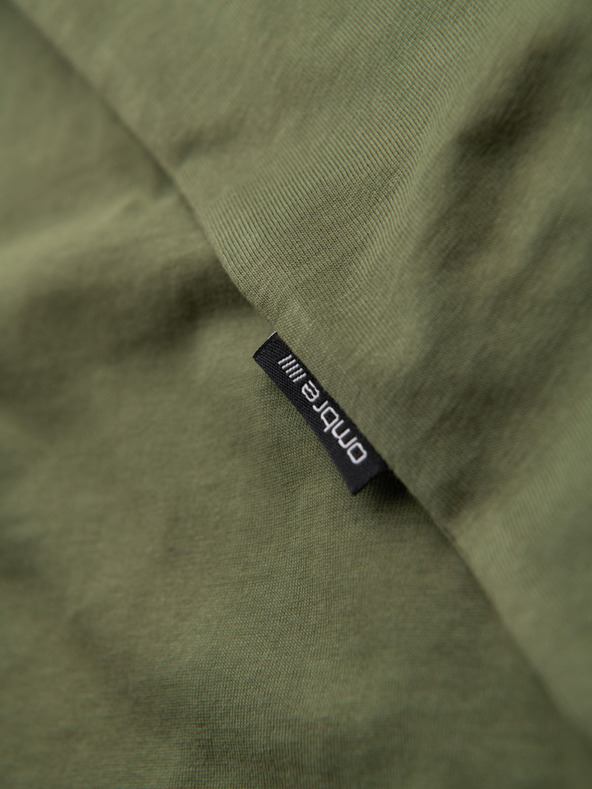 Ombre Clothing Pánske klasické bavlnené tričko BASIC - khaki