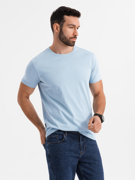 Ombre Clothing Pánske klasické bavlnené tričko BASIC - svetlo modré