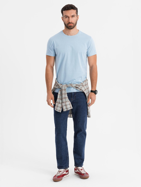Ombre Clothing Pánske klasické bavlnené tričko BASIC - svetlo modré