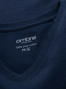 Ombre Clothing Pánske klasické bavlnené tričko BASIC so výstrihom do V - tmavo modré
