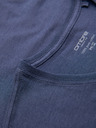 Ombre Clothing Pánske klasické bavlnené tričko BASIC so výstrihom do V - modrý melír
