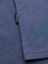 Ombre Clothing Pánske klasické bavlnené tričko BASIC so výstrihom do V - modrý melír