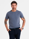 Ombre Clothing Pánske klasické bavlnené tričko BASIC - modrá džínsovina