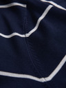 Ombre Clothing Pánska polokošeľa s dlhým rukávom a vodorovným pruhom z viskózy - tmavo modrá a biela