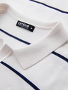 Ombre Clothing Pánska polokošeľa s dlhým rukávom a vodorovným pruhom z viskózy - biela a tmavo modrá