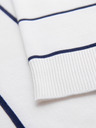 Ombre Clothing Pánska polokošeľa s dlhým rukávom a vodorovným pruhom z viskózy - biela a tmavo modrá