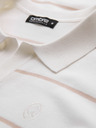 Ombre Clothing Pánska polokošeľa s dlhým rukávom a vodorovným pruhom z viskózy - biela a béžová