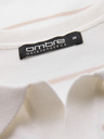 Ombre Clothing Pánska polokošeľa s dlhým rukávom a vodorovným pruhom z viskózy - biela a béžová
