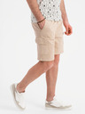 Ombre Clothing Pánske bavlnené cargo kraťasy s elastickým pásom - béžové