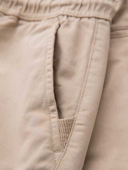 Ombre Clothing Pánske bavlnené cargo kraťasy s elastickým pásom - béžové