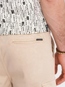 Ombre Clothing Pánske bavlnené cargo kraťasy s elastickým pásom - béžové