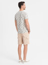 Ombre Clothing Pánske bavlnené cargo kraťasy s elastickým pásom - béžové